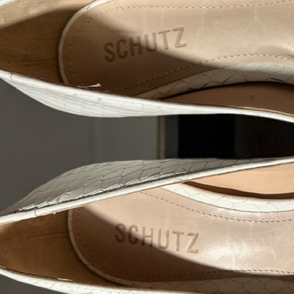 🌻NEW SCHUTZ Candy Rhinestone Croc Embossed White Leather Stiletto Size 6.5 - Picture 9 of 12